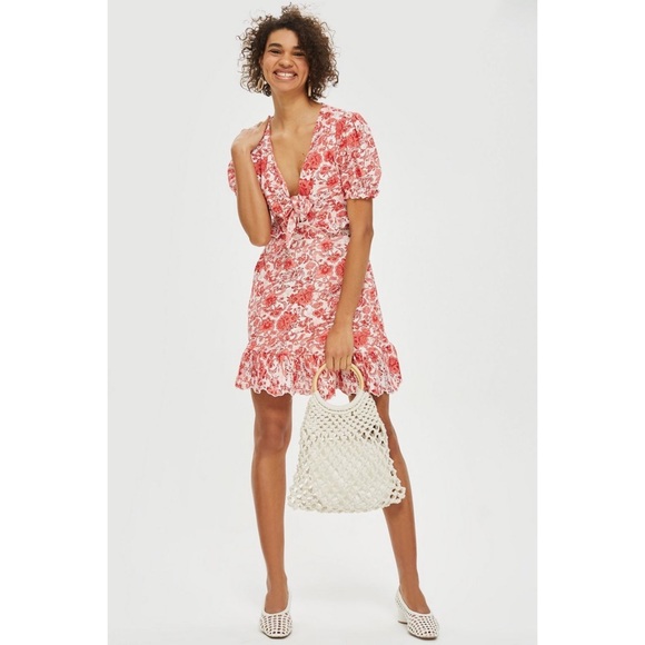 Topshop Dresses & Skirts - Topshop Embroidered Tie-Front Dress